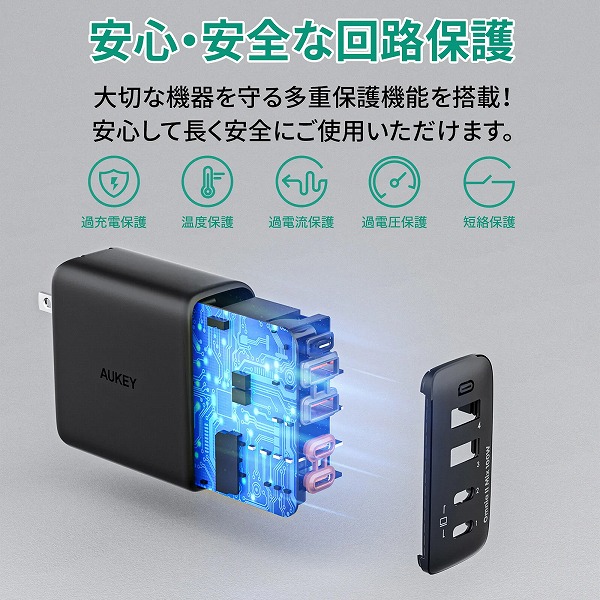 USB充電器 Omnia II Mix 100W PD対応 [USB-A 2ポート/USB-C 2ポート] ブラック