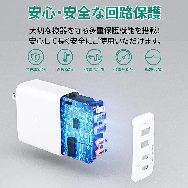 USB充電器 Omnia II Mix 100W PD対応 [USB-A 2ポート/USB-C 2ポート] ホワイト