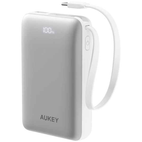 モバイルバッテリー 10000mAh リン酸鉄 PD対応 20W USB-Cケーブル内蔵 [USB-C 1ポート/USB-A 1ポート/USB-C ケーブル]出力 [USB-C 1ポート/USB-C ケーブル]入力 ホワイト