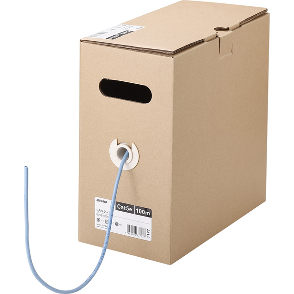 Cat5e LANケーブル 100m 単線 ブルー