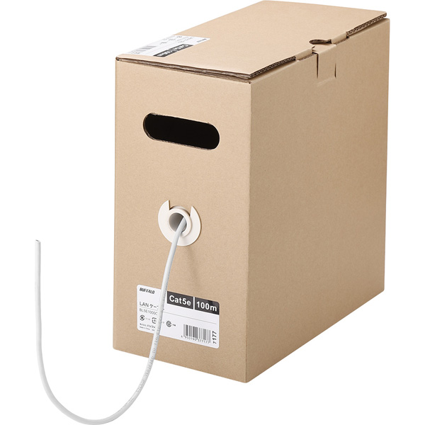 Cat5e LANケーブル 100m 単線 ホワイト