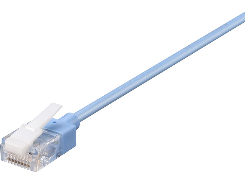 ツメ折れないCat6A LANケーブル スリム 小型コネクター 1m ブルー