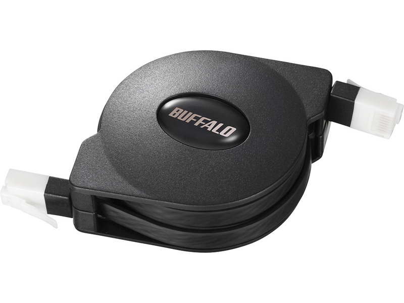 ツメの折れないCat6 LANケーブル 巻取式 2.5m ブラック