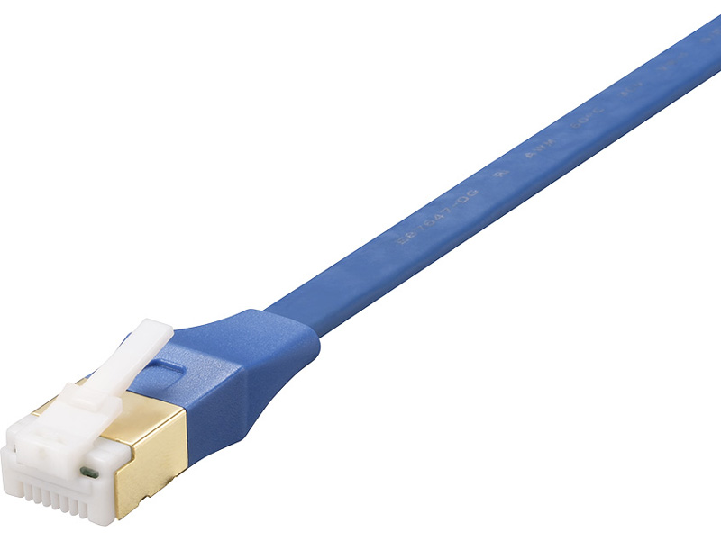 ツメ折れないCat7 LANケーブル フラット 0.5m ブルー