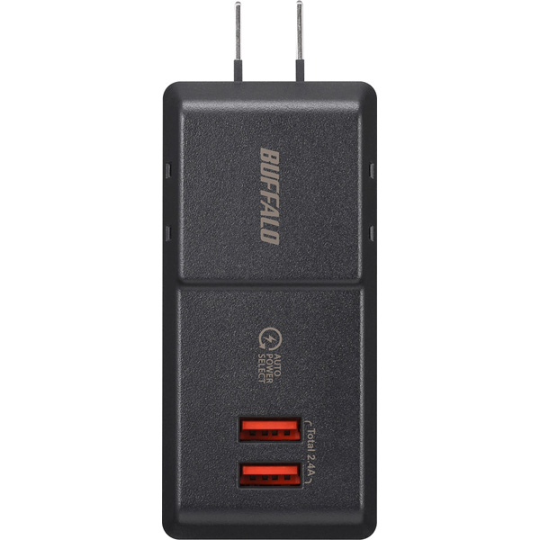 コンセント付きAC充電器 USB×2 2.4A ブラック