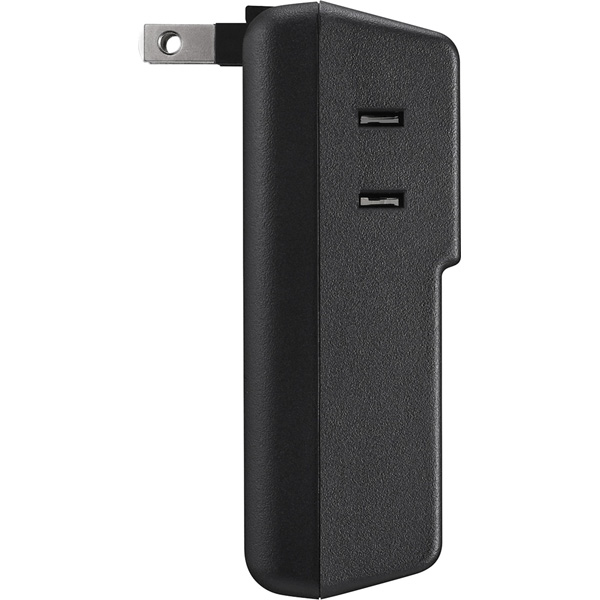 コンセント付きAC充電器 USB×2 2.4A ブラック