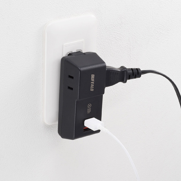 コンセント付きAC充電器 USB×2 2.4A ブラック