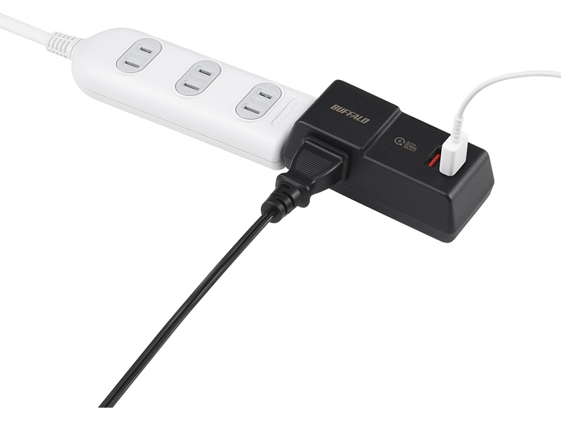 コンセント付きAC充電器 USB×2 2.4A ブラック