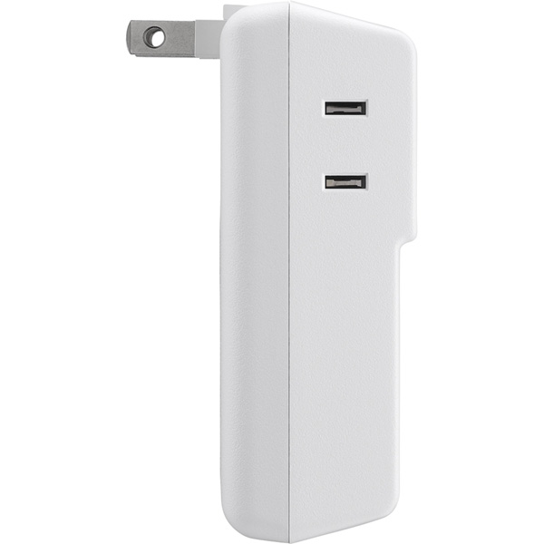コンセント付きAC充電器 USB×2 2.4A ホワイト