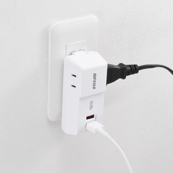 コンセント付きAC充電器 USB×2 2.4A ホワイト