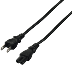 電源ケーブル 2ピンソケット（メス）⇔2ピンプラグ（オス） 0.2m ブラック