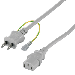 電源ケーブル 3ピンソケット（メス）⇔2ピンプラグ（オス） 2.0m グレー
