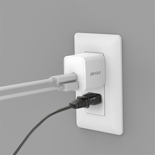 PD20W対応AC充電器 USB Type-C×1/A×1 2ポート ホワイト