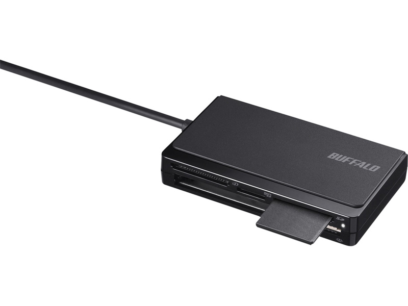 USB2.0 マルチカードリーダー ケーブル収納モデル ブラック