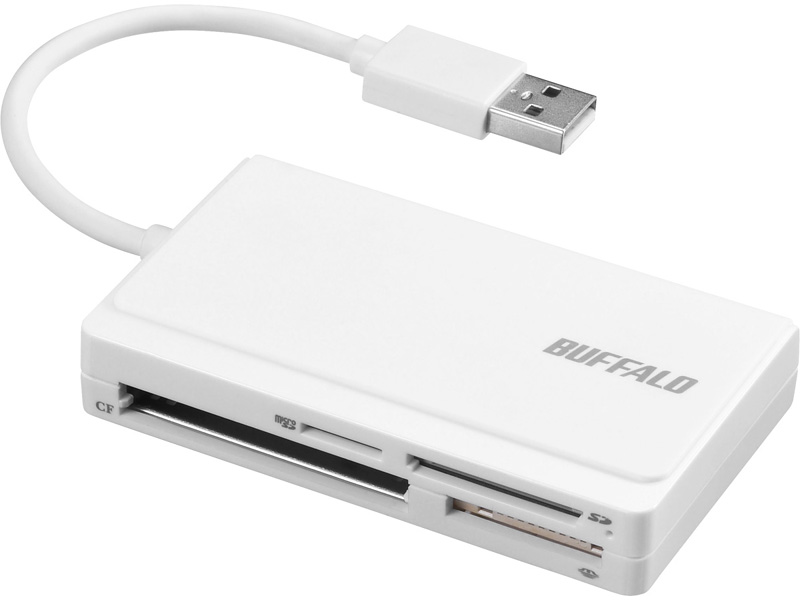 USB2.0 マルチカードリーダー ケーブル収納モデル ホワイト