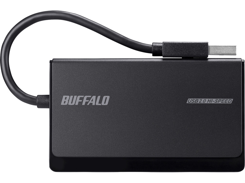 USB2.0 マルチカードリーダー UHS-I対応 ケーブル収納モデル ブラック