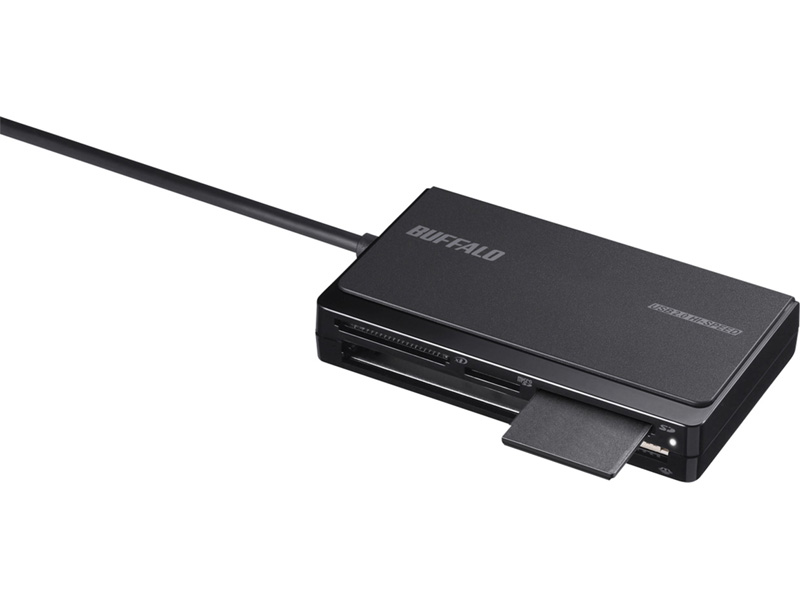 USB2.0 マルチカードリーダー UHS-I対応 ケーブル収納モデル ブラック