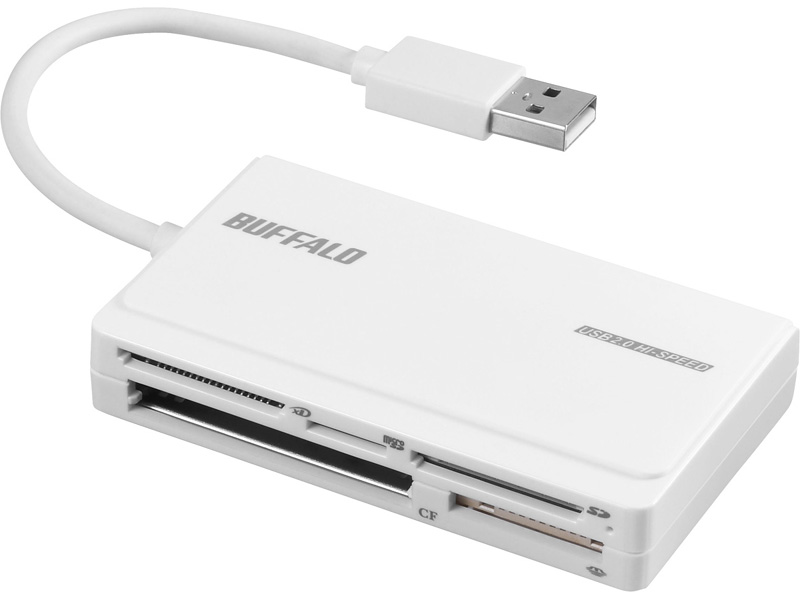 USB2.0 マルチカードリーダー UHS-I対応 ケーブル収納モデル ホワイト