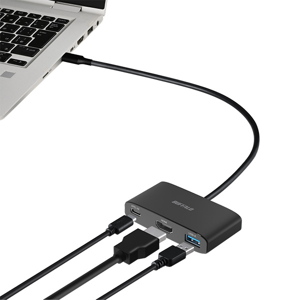 USB-C 3.2 Gen1 バスパワー 3ポートハブ PD対応 ブラック