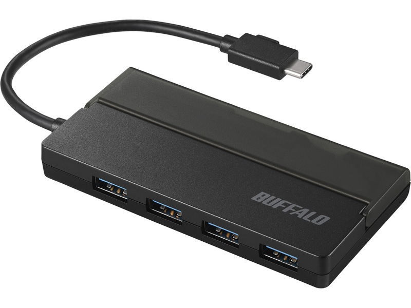 USB3.1(Gen1) Type-C バスパワーハブ 4ポート ケーブル収納 ブラック