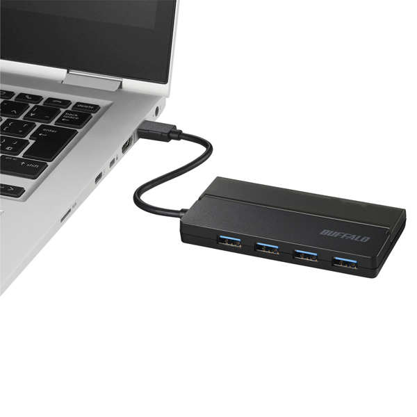 USB3.1(Gen1) Type-C バスパワーハブ 4ポート ケーブル収納 ブラック