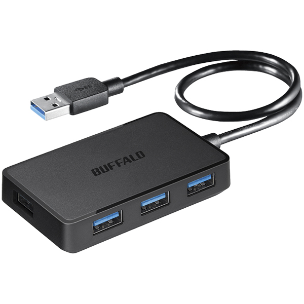 USB3.0バスパワーハブ 4ポートタイプ マグネット付き ブラック