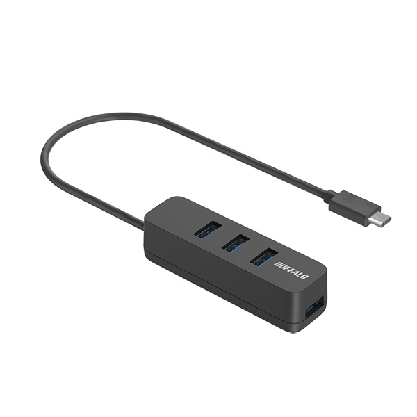 USB-C 3.2 Gen1 バスパワー上挿しハブ 磁石付 ブラック