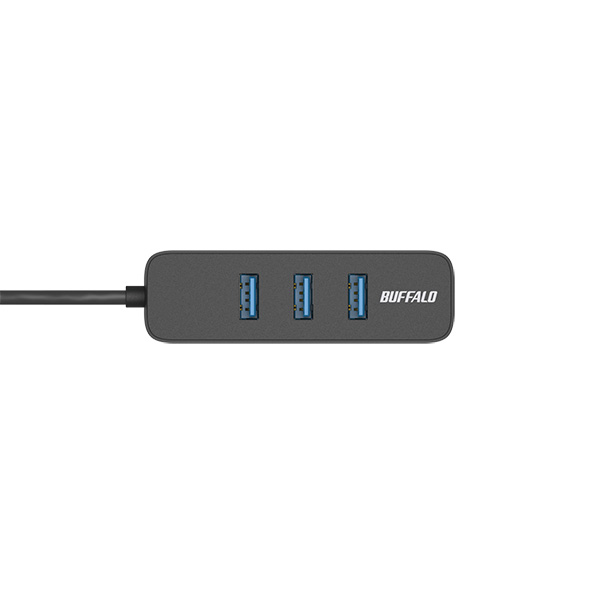 USB-A 3.2 Gen1 バスパワー上挿しハブ 磁石付 ブラック
