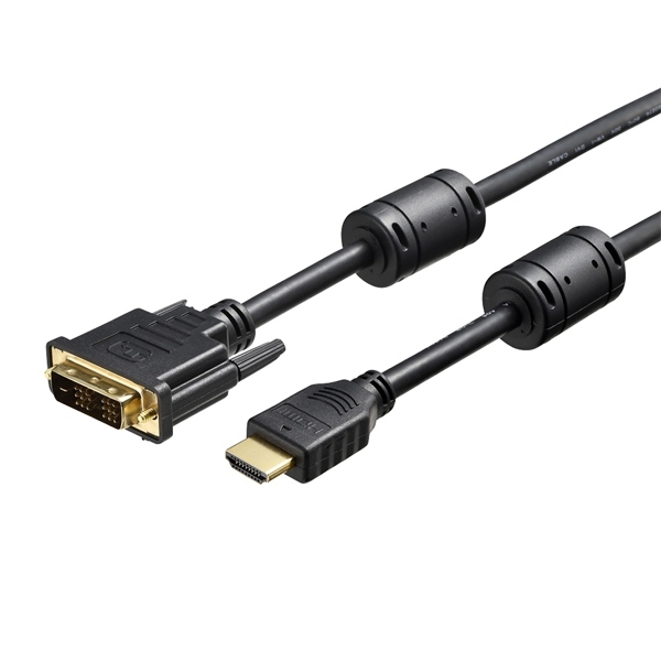 HDMI：DVI変換ケーブル コア付 5.0m ブラック