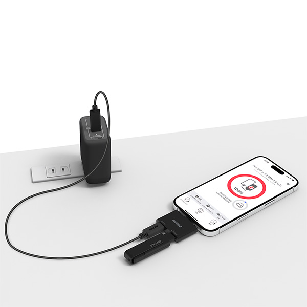 スマホ・タブレット向け USB-C 2ポートハブ PD対応 ブラック