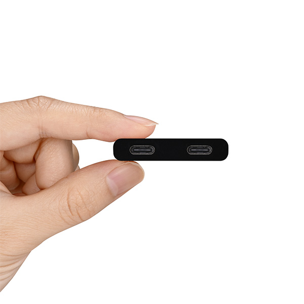 スマホ・タブレット向け USB-C 2ポートハブ PD対応 ブラック