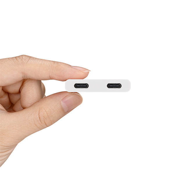スマホ・タブレット向け USB-C 2ポートハブ PD対応 ホワイト