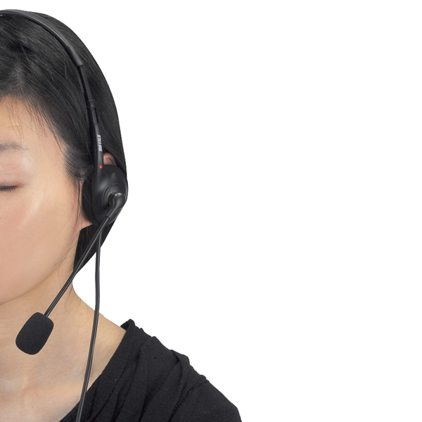 片耳ヘッドバンド式モノラルヘッドセット 4極ミニプラグ接続 ブラック