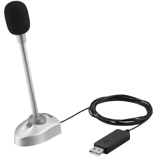 マイクロフォン 小型スタンドタイプ USB接続 ブラック