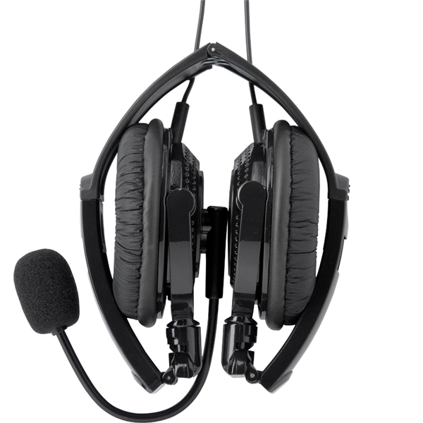 両耳ヘッドバンド式ヘッドセット USB接続/折りたたみタイプ ブラック