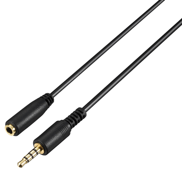 PCヘッドセット延長ケーブル 4極 0.3m ブラック