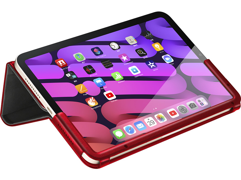 第6世代iPad mini マルチアングルレザーケース レッド