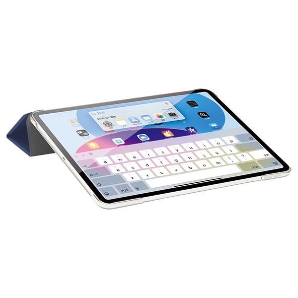 iPad10.9用 ハイブリッドレザーケース ブルー