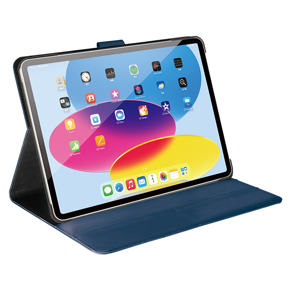 iPad10.9用 2アングルレザーケース ブルー