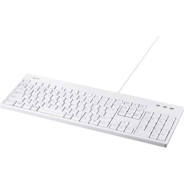 USB接続 有線フルキーボード 丸洗い対応 ホワイト