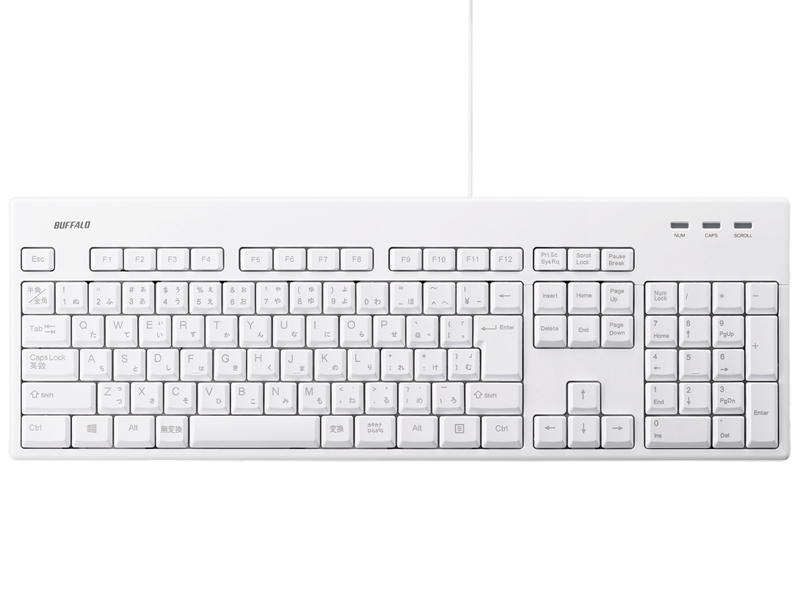 有線フルキーボード 抗菌仕様・防水防塵キーボード ホワイト