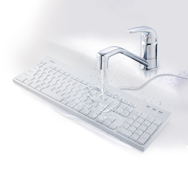 有線フルキーボード 抗菌仕様・防水防塵キーボード ホワイト