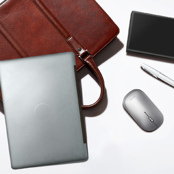 薄型 3ボタン Bluetooth BlueLEDマウス ノーマル シルバー