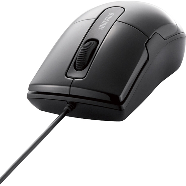 有線BlueLEDマウス 静音/3ボタン Mサイズ ブラック