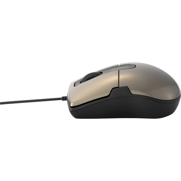 有線BlueLEDマウス 静音/3ボタン Mサイズ ブラウン