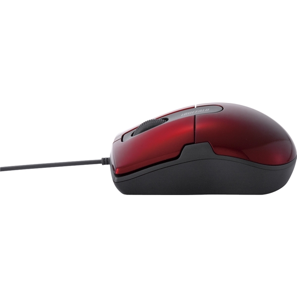 有線BlueLEDマウス 静音/3ボタン Mサイズ レッド