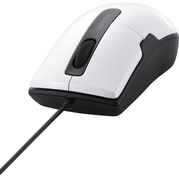 有線BlueLEDマウス 静音/3ボタン Mサイズ ホワイト