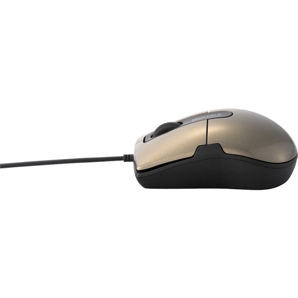 有線BlueLEDマウス 静音/3ボタン Sサイズ ブラウン