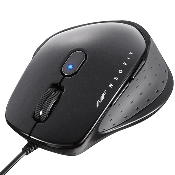 有線 BlueLED 5ボタン NEOFITマウス Mサイズ ブラック