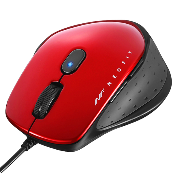 有線 BlueLED 5ボタン NEOFITマウス Mサイズ レッド
